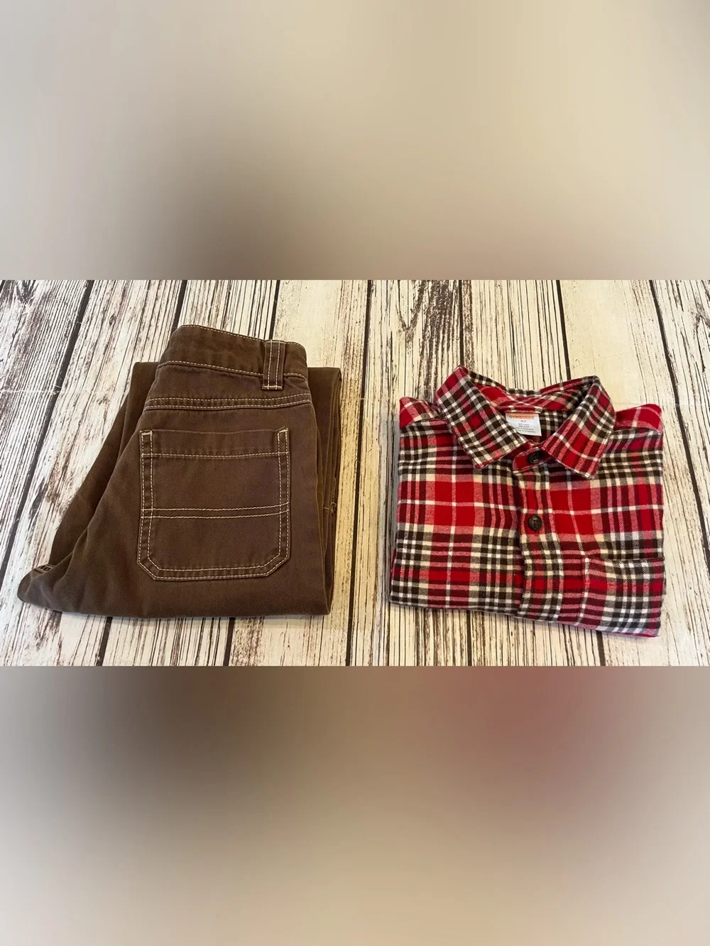 Gymboree Fall Winter Set Outfit Plaid Flannel Shirt & Cargo Pants Boy’s 5T